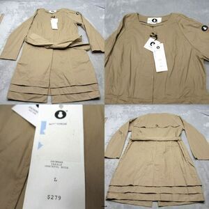 Snowman New York Jacket Women Large Graceful Nude Dazzle Tie Waist Rain Coat NEW